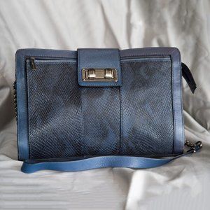BCBG Double Lock Croc Pattern Leather Shoulder Chain Bag